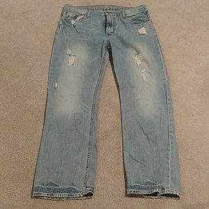Mens Low Rise Boot Distressed Jeans